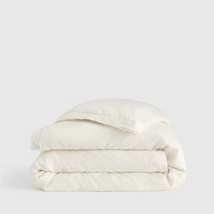 Quince European Linen Double Flange King Duvet Cover - Ivory
